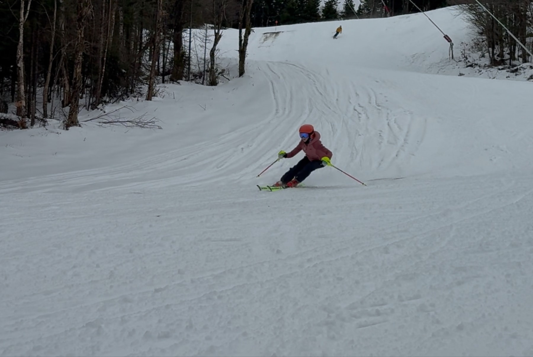 Alpine ski racing through gates at Bretton Woods